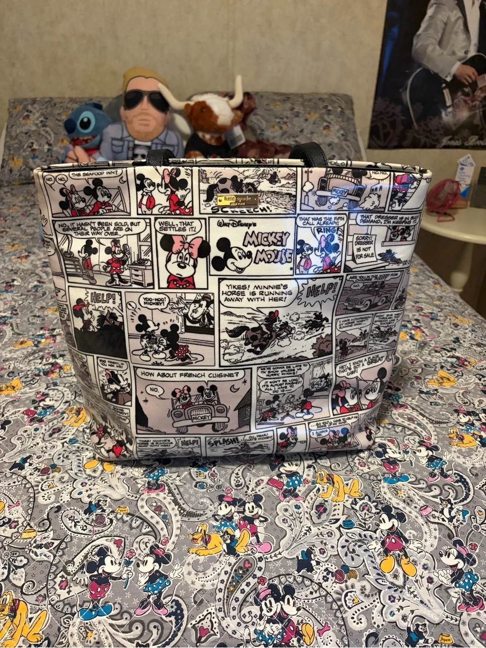 Kate Spade Mickey Mouse Comic Strip Tote Bag - Black & White